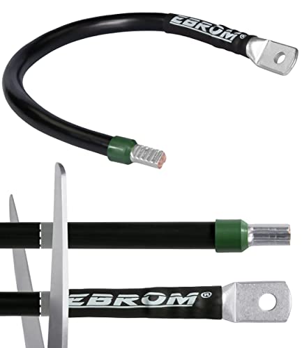 EBROM Batteriekabel Massekabel 50 mm² schwarz, komplett, 30 cm bis 10 m, viele Längen + Ringösen/Kabelschuhe M6/M8/M10/M12 + Aderendhülse gegenüber, Ihre Auswahl 50 mm2, 30 cm Kabelschuh M10 + Hülse von EBROM