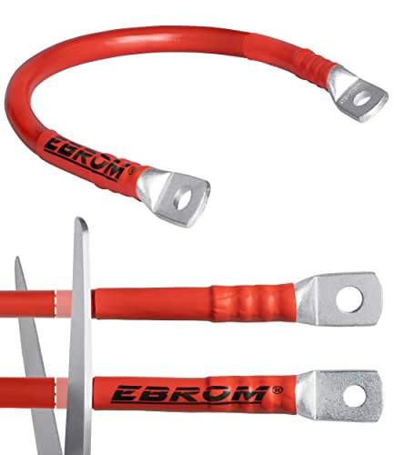 EBROM Batteriekabel PLUS Kabel ROT 12V/24V/36V/48V, 50 mm² Vollkupfer, von 30 cm bis 10 m, Ringösen Kabelschuhe M6/M8/M10/M12 kombinierbar, Ihre Auswahl: Pluskabel 50 mm2-130 cm Kabelschuh 2 x M8 von EBROM