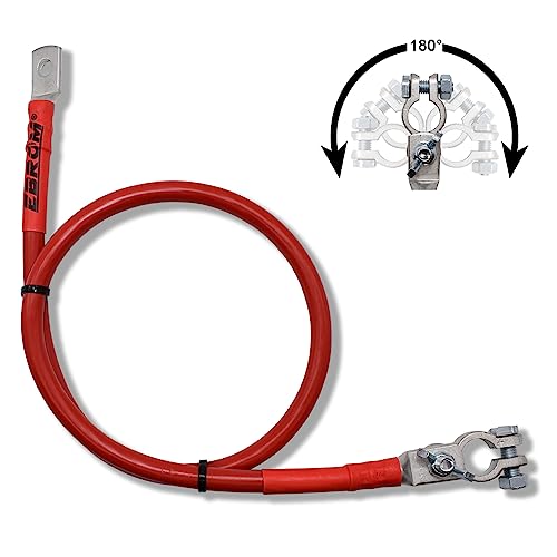 EBROM Batteriekabel Pluskabel 16 mm² rot komplett + Flügelmutter Polklemme, variabel einstellbar, Länge ab 30cm bis 10m + Ringöse Kabelschuh M6 M8 M10 M12 - Ihre Auswahl: 16mm2-160 cm Kabelschuh M10 von EBROM