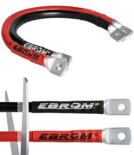 EBROM Batteriekabel rot und schwarz 12V Wunschlänge von 30cm bis 5m – Querschnitt: 25 mm² für Stromstärken bis 108A mit 2 x M8 Kabelschuh/Ringösen für Versorgungsbatterien und Traktionsbatterien 25mm2 von EBROM