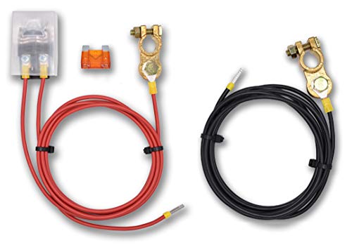 EBROM Batteriekabel schwarz + rot 10 mm² UV und witterungsbeständig + 40A (Ampere) Sicherung + Sicherungshalter + Polklemme, Längen von 1 m bis 10 m z.B. Laderegler an Batterie - Ihre Länge: 110 cm von EBROM