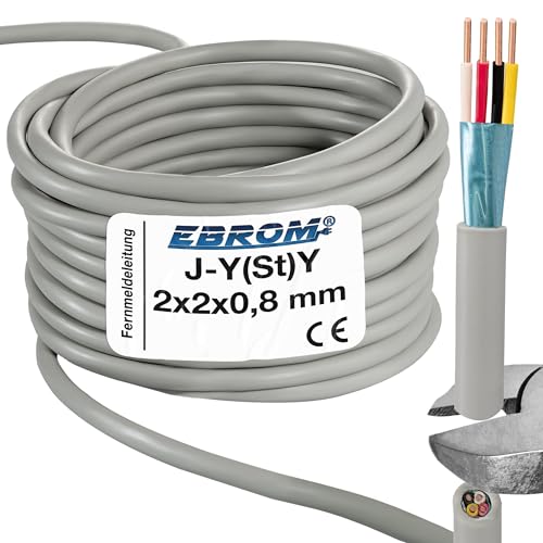 EBROM Fernmeldeleitung Telefonkabel Datenübertragung J-Y(St) Y 2x2x0,8 mm geschirmt - Meterware auf den Meter genau - Auswahl in 1 Meter Schritten bis 250 Meter - Ihre ausgewählte Länge: 10 Meter von EBROM