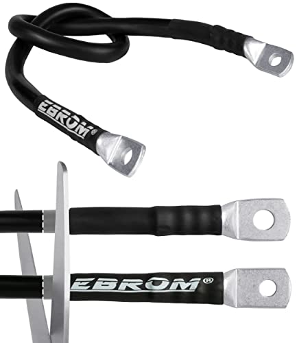 EBROM HI-FLEX Batteriekabel 95 mm² schwarz, fertig konfektioniert, ab 30 cm bis 10 m viele Längen + Ringösen/Kabelschuhe M8/M10/M12 kombinierbar 95mm2, Ihre Auswahl: 95 mm2 200 cm Kabelschuh 2 x M8 von EBROM