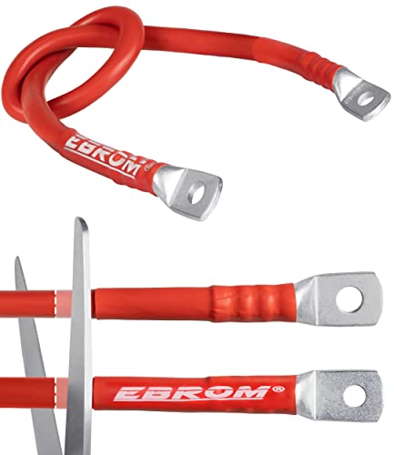 EBROM HI-FLEX Batteriekabel 16 mm² - rot - fertig konfektioniert, ab 30 cm bis 10 m viele Längen + Ringösen/Kabelschuhe M8/M10/M12 kombinierbar 16mm2, Ihre Auswahl: 16 mm2 500 cm Kabelschuh M6 + M10 von EBROM