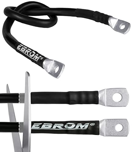 EBROM HI-FLEX Batteriekabel 70 mm² schwarz, fertig konfektioniert, ab 30 cm bis 10 m viele Längen + Ringösen/Kabelschuhe M8/M10/M12 kombinierbar 70mm2, Ihre Auswahl: 70 mm2 70 cm Kabelschuh 2 x M8 von EBROM
