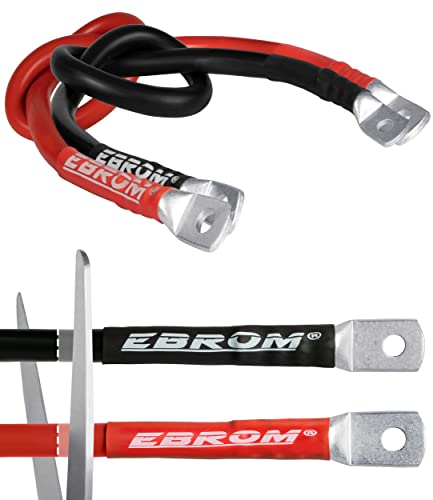 EBROM HI-FLEX Batteriekabel hochflexibel rot + schwarz 12V 24V 36V, 30cm bis 5m, 50 mm² Stromstärken bis 168A mit 2 x M8 Kabelschuh für Versorgungsbatterien Traktionsbatterien, Auswahl: 50 mm2, 300 cm von EBROM