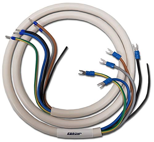 EBROM Herdanschlusskabel Herdanschlussleitung H05VV-F 5x2,5 mm² 5G2,5 WEIß, fertig konfektioniert, gecrimpt mit Aderendhülsen + Gabelschuh 3 N PE, in 0,5 m Schritten bis 40 m, Ihre Länge: 1 Meter von EBROM