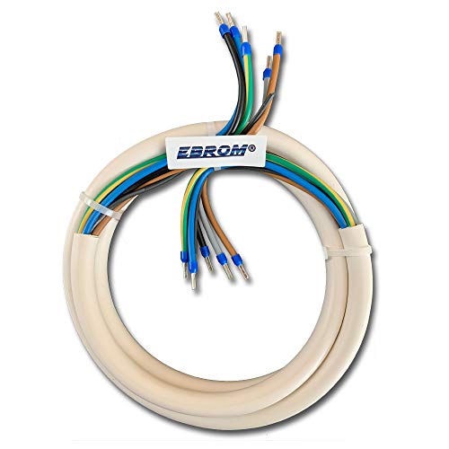 EBROM Herdanschlusskabel H05VV-F 5x2,5 mm² (5G2,5) WEIß - 2 Meter - komplett fertig konfektioniert, gecrimpt mit Aderendhülsen blau - 3 N PE - (2m) - Herdanschlussleitung von EBROM