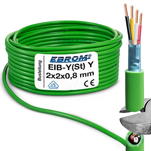 EIB Busleitung Kabel EIB-Y(St) Y 2x2x0,8 mm grün Datenleitung/Datenkabel Installationsbusleitung Telekommunikationskabel – viele Längen - von 5 Meter bis 100 Meter – Ihre ausgewählte Länge: 20 Meter von EBROM