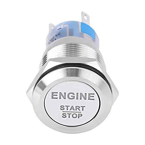 Autostart Motorknopfstater Startknopf Auto 12V Startknopf Motor Startschalter Zündung Starter Weiß LED Auto Motor Start Stop Taster Schalter Silber Edelstahl von EBTOOLS