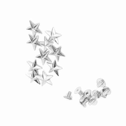 EBTOOLS 10 Pcs Metal Star Stud Nietspike -Spike -Schrauben für DIY Ledercraft Decoration 14mm Goldener Akzent für Taschen und Schuhe (14 mm konvexes Silber) von EBTOOLS