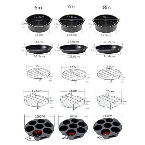 EBTOOLS 10-teiliges Fritteuszubehör für 3.2qt-5.8qt-Backpfanne, Rack, Pizza-Tablett, Metallhalter und Cupcake-Formen (6in) von EBTOOLS