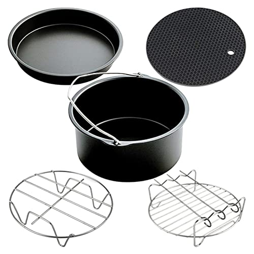 EBTOOLS 10-teiliges Fritteuszubehör für 3.2qt-5.8qt-Backpfanne, Rack, Pizza-Tablett, Metallhalter und Cupcake-Formen (7 Zoll) von EBTOOLS