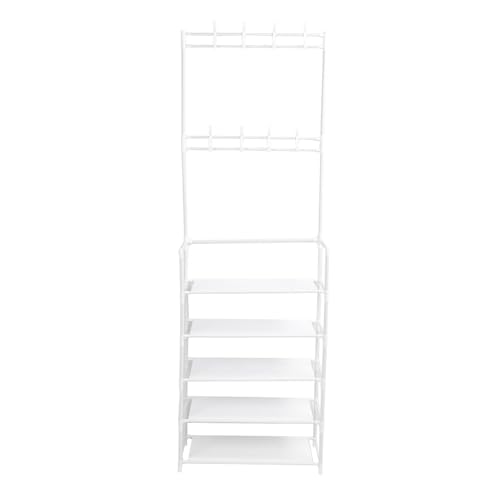 EBTOOLS 175 cm Hoher Fünf -Tier -Metallmantel und Schuhgepäckträger mit Haken, sicher für Eingangs und Schlafsaal, Maximieren Sie den Raum in (White) von EBTOOLS