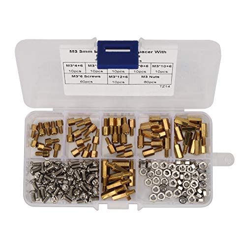EBTOOLS 180pcs Kohlenstoffstahl -Abstandset mit Schrauben und Muttern Verschlussen -Sortiment Kit in Praktischer Speicherbox M3 (M3) von EBTOOLS