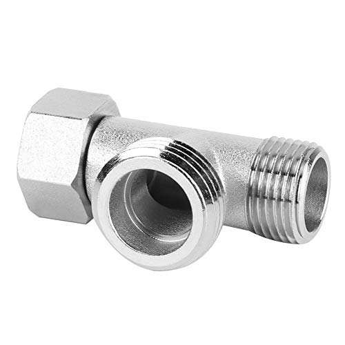 EBTOOLS 2 Stück DREI-Wege-Anschluss, Anschluss für WC-Umschaltventil 3/8" Gerader Zahn und 1/2" Seitenzähne Ventilanschluss Vernickelter Kupferanschluss von EBTOOLS