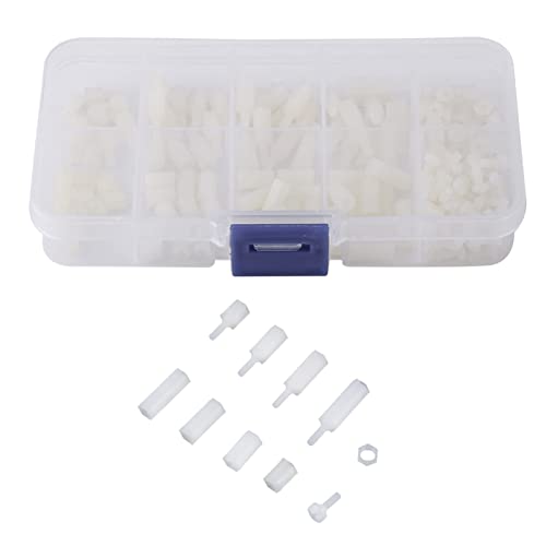 EBTOOLS 200 Stück M2.5 Nylon Männlich Weiblich Sechskant Abstandsbolzen Muttern Sortiment Set mit Kunststoffbox Farbe Schrauben Schaltungsständer Formbar von EBTOOLS