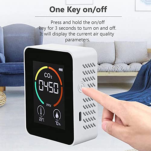 EBTOOLS 3 Im CO2 -Detektor mit Farbbildschirm - Tragbare Qualität für Temperatur und Luftfeuchtigkeit, USB Wiederaufladbar, für Home & Office (White) von EBTOOLS