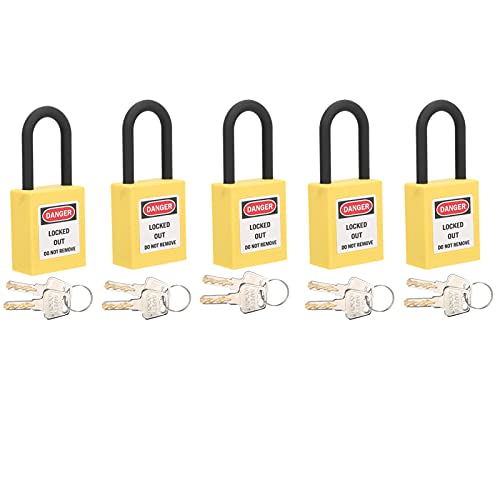 EBTOOLS 5 Sets Gelbe Sicherheit Vorhängeschloss 38 Mm Nylon für Industrielle Sperranwendungen Entwickelt (YELLOW) von EBTOOLS