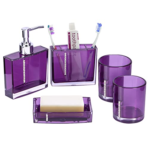 EBTOOLS 5-teiliges Badezimmer-Set aus Acryl mit Becher, Zahnbürstenflasche, Seifenspender von EBTOOLS