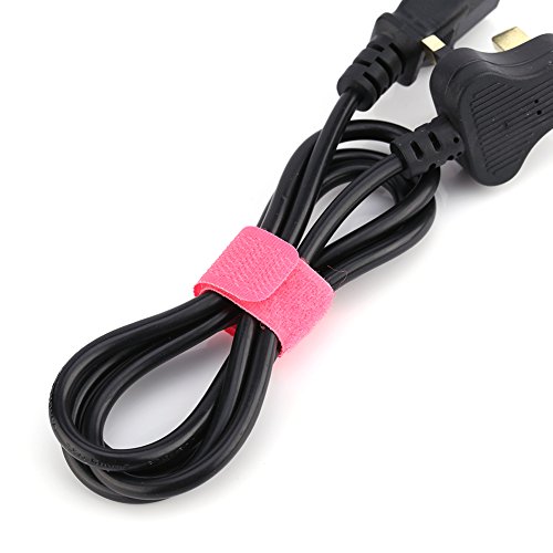 EBTOOLS 50pcs Wiederverwendbare Kabelhalter -Klebeband Krawatten - Wetterfeste Organisatoren in Mehreren Farben für Zuhause und Büro (Rosenrot) von EBTOOLS