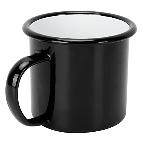 EBTOOLS 8 Cm 350 Ml Verdickte Emaille -Tasse für Kaffee, und - Handgefertigtes Antikes Design in (BLACK) von EBTOOLS