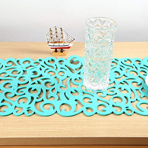 EBTOOLS Elegantes Hellblaues Filztisch Runner Placemat mit Blumengestaltung - Haushaltsdekor für Esstische (hellgrün) von EBTOOLS