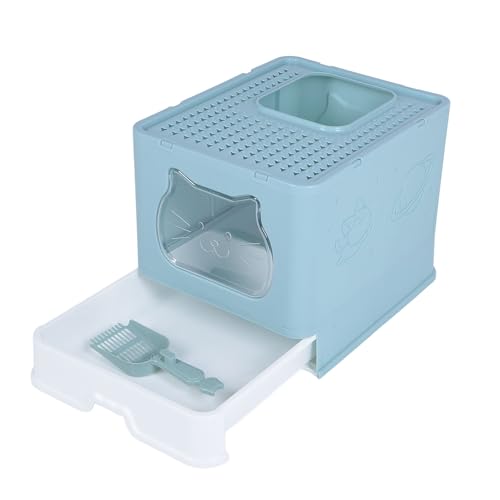 EBTOOLS Große Faltbare Geschlossene Katzendrüsenbox mit Deckel, Einfach zu und Geruchskontrolle für Platzsparende Ersparnisse (Blue) von EBTOOLS