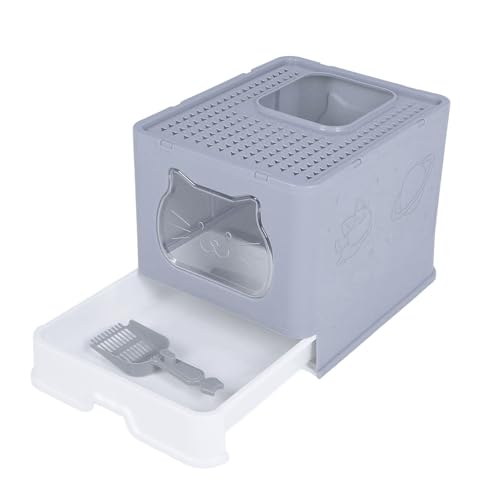 EBTOOLS Große Faltbare Geschlossene Katzendrüsenbox mit Deckel, Einfach zu und Geruchskontrolle für Platzsparende Ersparnisse (Grey) von EBTOOLS