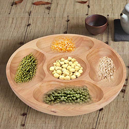 EBTOOLS Hölzerne Runde Form Geteilter Teller für Snacks & Desserts | 30 Cm Stylische Küchenschale mit Mehreren Fächern (25CM) von EBTOOLS
