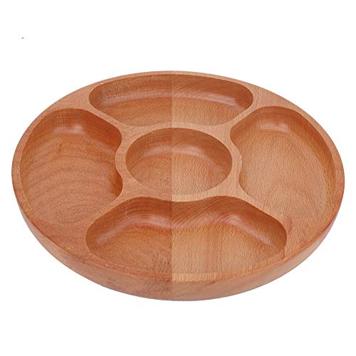 EBTOOLS Hölzerne Runde Form Geteilter Teller für Snacks & Desserts | 30 Cm Stylische Küchenschale mit Mehreren Fächern (30cm) von EBTOOLS