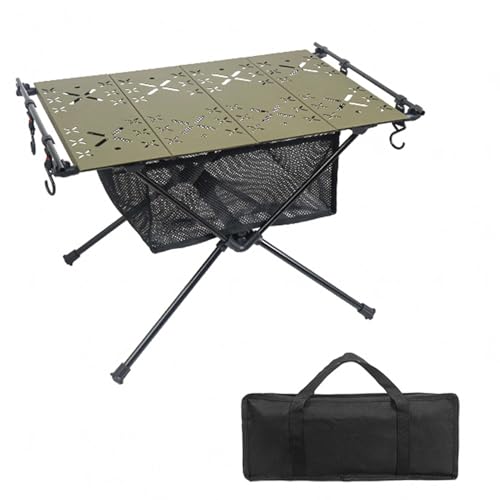 EBTOOLS IGT Tragbarer Aluminiumlegierung Klapptisch für Camping, Grill und Picknicks; Ultraleicher, Multifunktionales Design mit Aufbewahrungsbeutel (Armeegrün) von EBTOOLS
