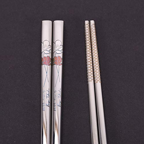 EBTOOLS Paar Tragbare Sushi -Stäbchen aus Edelstahl mit Graviertem Muster für Asiatische Küche Essbereitschaft (Farbige romantische Rosen) von EBTOOLS