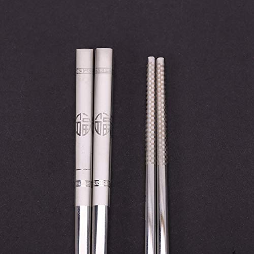 EBTOOLS Paar Tragbare Sushi -Stäbchen aus Edelstahl mit Graviertem Muster für Asiatische Küche Essbereitschaft (Glück und Glück) von EBTOOLS