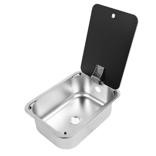 EBTOOLS RV Edelstahl Einschalenwaschbecken mit Temperamentvollem Glasdeckel, 12 -l -Kapazität und Effizient von EBTOOLS