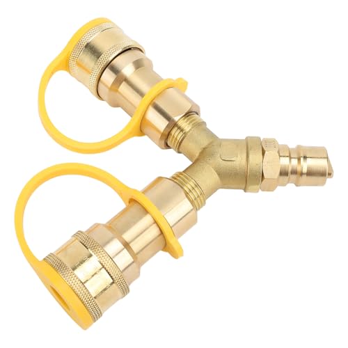 EBTOOLS RV Quick Connect Y Splitter -Adapter /2in Kupfer 2 -Wege Schlauchanschluss für eine Verbesserte Effizienz Beim Grill & Outdoor Kochen von EBTOOLS