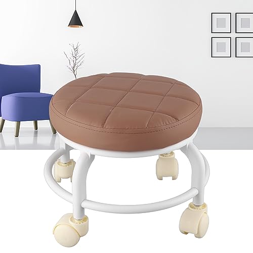 EBTOOLS Rollender Mann mit Hoher Dichte und Design, Ideal für den Heim- oder Bürogebrauch, Beige Fußstützenhocker mit Rollrädern (ORANGE) (Beige) (Kaffee) von EBTOOLS