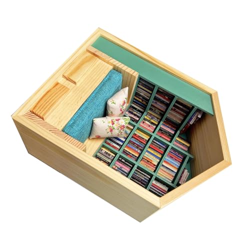 EBTOOLS Stylish Hölzerne Miniaturangestell -Buchregal -Verzierung mit 200 Buch und 2 Kissen für Heim-, Büro und Café Shop Dekoration von EBTOOLS