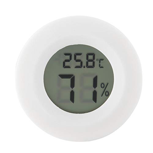 EBTOOLS Temperatur-Feuchtigkeitsmesser, Kunststoff Mini Digital LCD Thermometer Hygrometer Runde Form Temperatur-Feuchtigkeitsmesser für Reptilien(Weiß) von EBTOOLS
