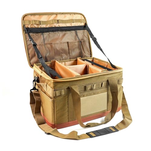 EBTOOLS Tragbarer Großer Reißverschluss -Campingbeutel mit -Crash Futter für Kochgeschirr und Multifunktionales Speicher Im Freien Im Freien (Khaki) von EBTOOLS