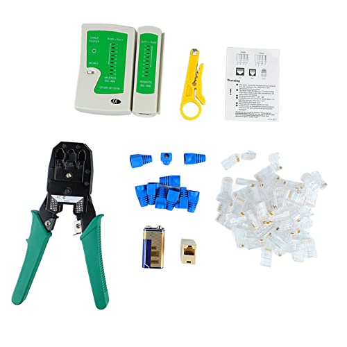 EBTOOLS Umfassendes Kabel Crimping Tester Tool Kit mit Stripper, Zange, Köpfen und 9 -V -Akku für RJ45/RJ11/RJ12 EBTOOLS Umfassendes Kabel Crimping Tester Tool Kit mit Stripper, Zange, Köpfen und 9 -V -Akku für RJ45/RJ11/RJ12 von EBTOOLS