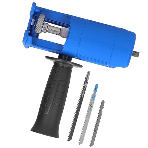 EBTOOLS Vielseitiger Hubkolben -Sägeadapter für Power Drill | Elektrischer Bohrerwandler mit Schnellen Wellenblättern Zum Einfachen Schneiden von Holz, PVC und Metall (4 Set Blades) von EBTOOLS