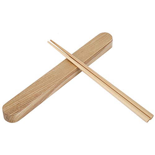 EBTOOLS Wiederverwendbare Holzstäbchen mit Tragbarem Tischgeschirr -Geschenkset -Utensilien mit Schachtel für den Gebrauch von Zuhause und Im Freien (Aschenholz -Stäbchenschachtel + Essstäbchen) von EBTOOLS