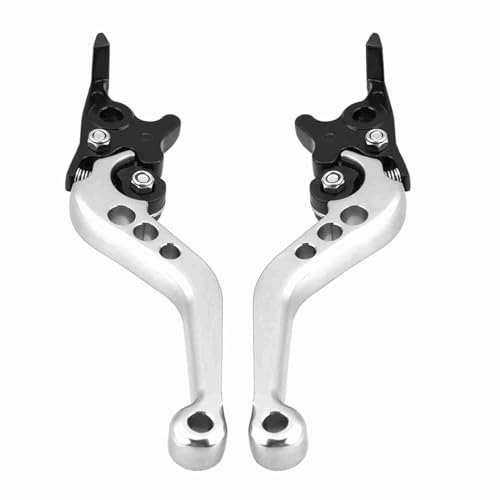 EBTOOLS Zx11 Levers-Motorrad Doppelscheibenbremse Griff, Universal Motorrad Roller Modifizierte Cnc Aluminiumlegierung Doppel Scheibenbremshebel Horn Einstellbar (1 Para)(Silber) von EBTOOLS