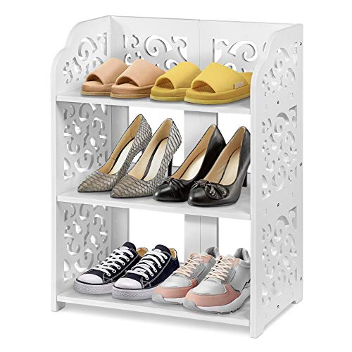 Geschnitzter Schuhschrank, Aufbewahrungshalter – 3-stöckiger Schuhschrank, Schuhregal, Ständer, Bücherregal, CD-Display, 40 × 23 × 51 cm von EBTOOLS