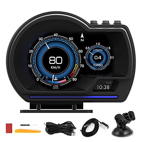 EBTOOLS Head-Up Display Auto Head-Up Display OBD2+GPS Smart Gauge Car HUD Tachometer Turbo Drehzahl für Auto von EBTOOLS