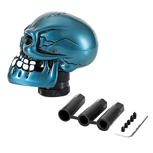 Schaltknauf Skull Auto Schaltknauf Hebel Skelettschädelkopfauto modifizierter Gangschaltknaufstab Hebelschieber Universal Cyan von EBTOOLS