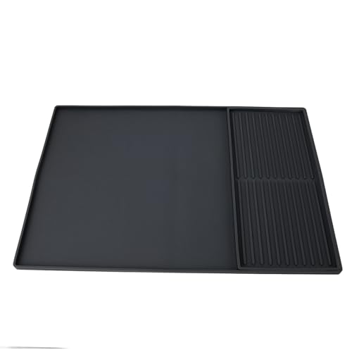 Silikon Dual Zone Coffee Machine Bar Matte mit Abflussschale für Küchenarbeitsplatte, Nicht Rutsches und Einfach zu. (BLACK) von EBTOOLS