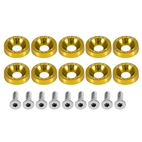 Stoßstangen Schnellspanner Auto Stoßstange Unterlegscheibe Schrauben Kit Senkkopfscheibe Auto Modifikation M6 Dichtung Bolzen Kennzeichen Rahmen Dekorations Schraube (golden) von EBTOOLS