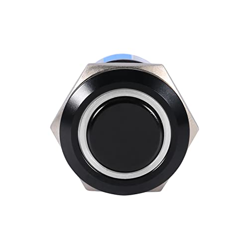 Taster Schwarz 12V-19Mm 12V Schalter Selbstsichernde Wasserdichte Metall Knopfschalter Lichtschalter Schwarz Shell(Weiß) von EBTOOLS